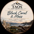 Black Coral & Moss soy wax candle label